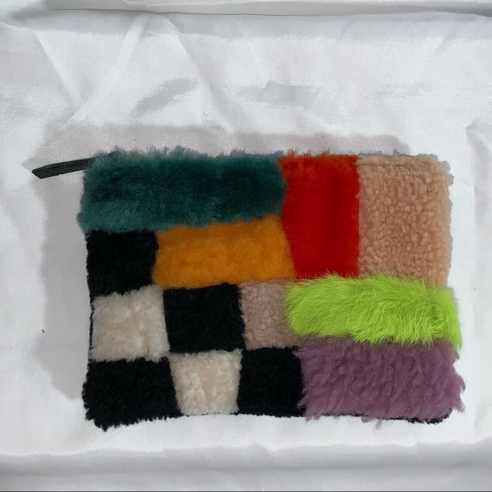 PRIMECUT hand pieced "Playground" shearling clutch POUCH - Picture 2 of 7